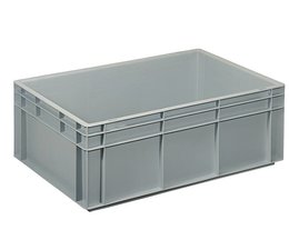 Eurocontainer 600x400x220 mm solid walls and bottom, heavy duty, food proved plastic