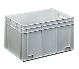 Eurocontainer 600x400x340 mm solid walls and bottom, heavy duty, food proved plastic