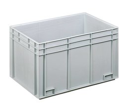 Eurocontainer 600x400x343 mm solid walls and bottom, heavy duty, food proved plastic