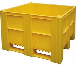 Box pallet 1200x1000x740 mm, volume 620 l, 3 skids, heavy duty, food proved plastic