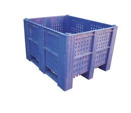 DOLAV Box pallet 1200x1000x740 mm, volume 620 l, 3 skids, heavy duty, food proved plastic