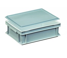 Plastic container with cover lid 400x300x133, Grey