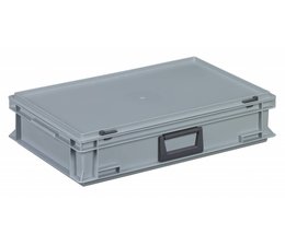 Plastic cases with cover lid and handles, 22.7 L, 600X400x133 mm