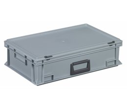 Plastic cases with cover lid and handles, 28.3 L, 600X400x163 mm