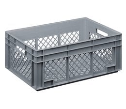 Crate for glasses 600x400x236 mm perforated walls and bottom, food proved plastic