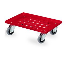 Transportroller 620x420x170mm vier GummiRäder, perforiertes Deck