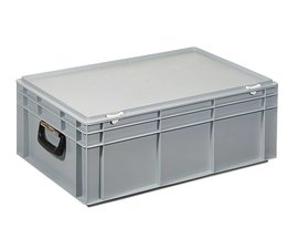 Plastic cases with cover lid and two handles, 42,4 L, 600X400x233 mm