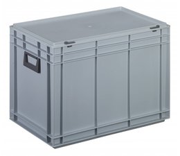 Plastic cases with cover lid and two handles, 79,9 L, 600X400x433 mm