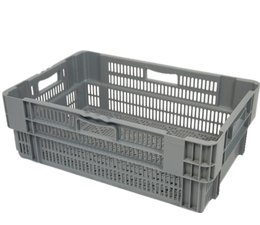 Stack nest container 600x400x245 perforated, 4 grips 47 Liter