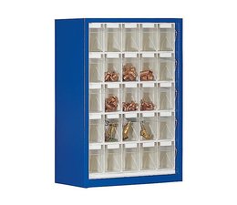 Parts storage cabinet with 25 clear boxes type BISTS5