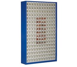 Parts storage cabinet with 204 clear boxes , 2000 mm high Parts storage cabinet with 204 clear boxes , 2000 mm high