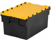 LOADHOG Attached lid container 600x400x365 yellow , 65 Liter