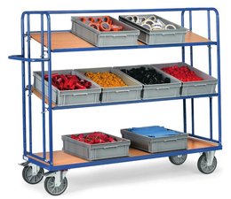 Shelf truck 1250x610x1560 mm , 1 fixed and 2 adjustable shelves, boxes not included