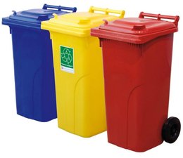 Waste and recycling containers with 2 wheels, 120L, according to DIN EN 840, max load 60 kg
