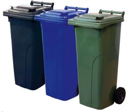 Conteneurs   déchets et de recyclage, 140L, conforme DIN EN 840, 2 Roues, Charge Maxi 84 kg