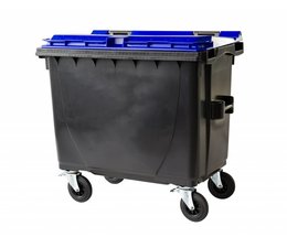 Waste and recycling containers, 660L, according to DIN EN 840, 4 wheels, max load 310kg, Standard grey Waste and recycling containers, 660L, according to DIN EN 840, 4 wheels, max load 310kg, Standard grey