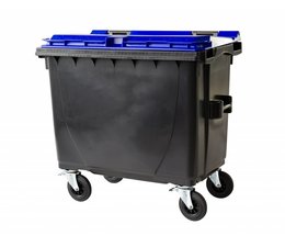 Waste and recycling containers, 660L, according to DIN EN 840, 4 wheels, max load 310kg, Standard grey