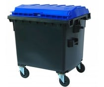 Waste containers flat lid , 1100 Liters, 4 swivel wheels , max load 510 kg , Standard grey