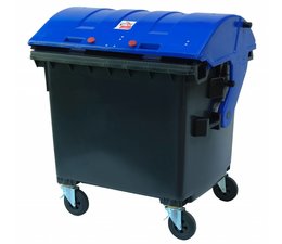 Waste and recycling containers, 1100 L, according DIN EN 840, 4 wheels, max load 510 kg, Standard Grey