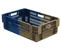 Stack nest container 600x400x187 perforated , 34 Liter , Bi-Color