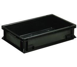ESD Euro container 600x400x120 solid two handles, suited for handling of electronic components