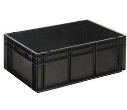 ESD Euro container 600x400x220 solid two handles, suited for handling of electronic components