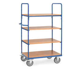 Shelved trolley 1000x700x1800 mm , 4 shelves , with woodboards