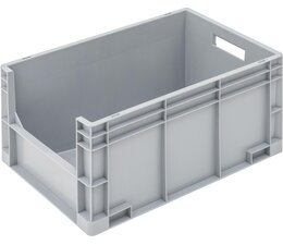 Eurobehälter 600x400x320 mm offene Frontseite, geeignet für schwere Lasten und Lebensmittekontakt