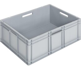 Plastic stacking container 800x600x320 closed walls, Integrated system base, food proved plastic