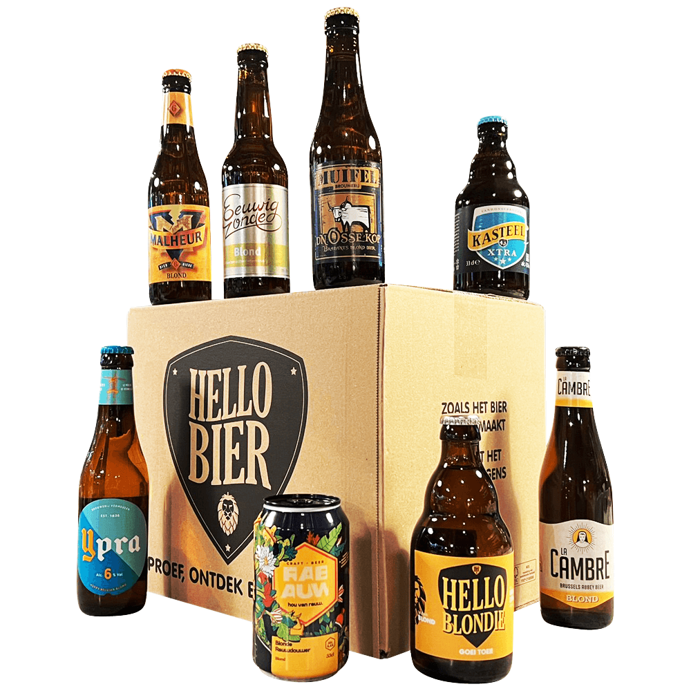 Hellobier Bierpakket Blond met 8 of 12 verschillende blond bieren