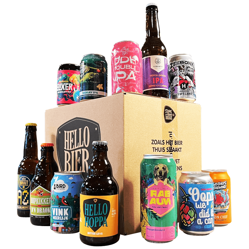 Hellobier Bierpakket IPA Nederland met 8 of 12 verschillende IPA bieren Hellobier Bierpakket IPA Nederland met 8 of 12 verschillende IPA bieren