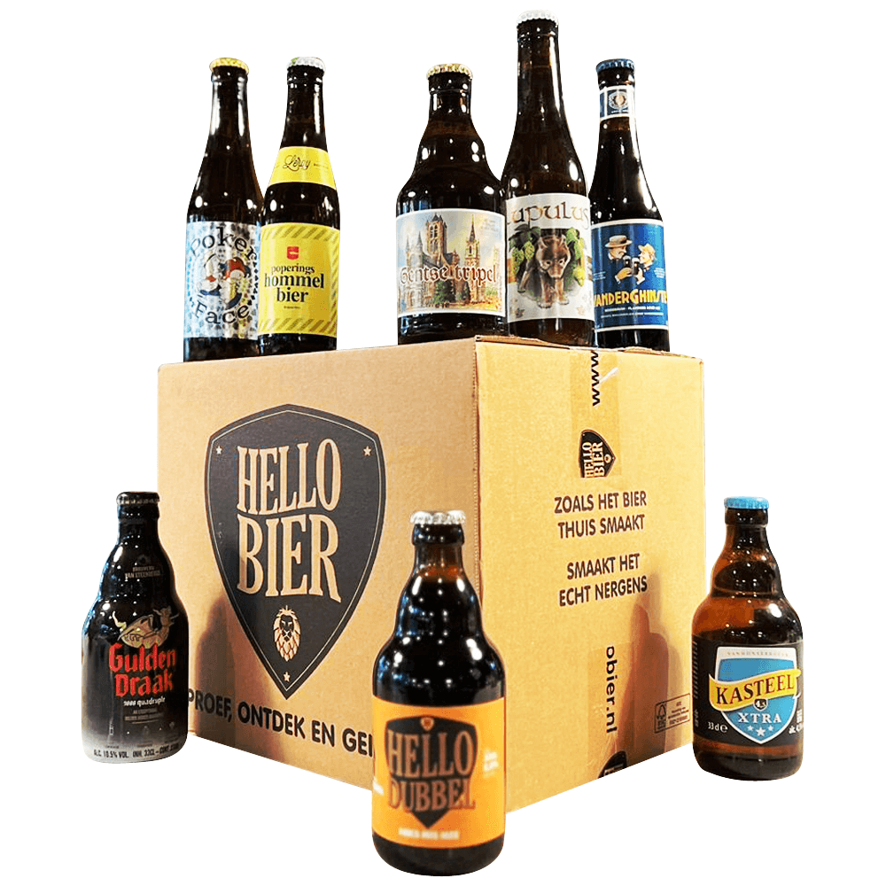Hellobier Belgisch bierpakket met 12 verschillende Belgische bieren
