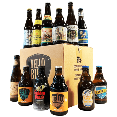 Hellobier Belgisch bierpakket met 8 of 12 verschillende Belgische bieren