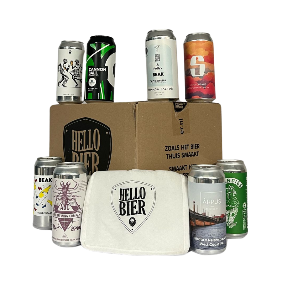 Hellobier Bierpakket IPA Internationaal 8 of 12 bieren + Koeltas