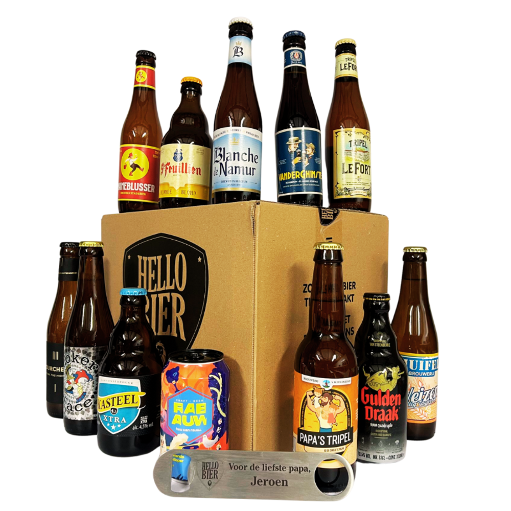 Vaderdag bierpakket met gepersonaliseerde bieropener