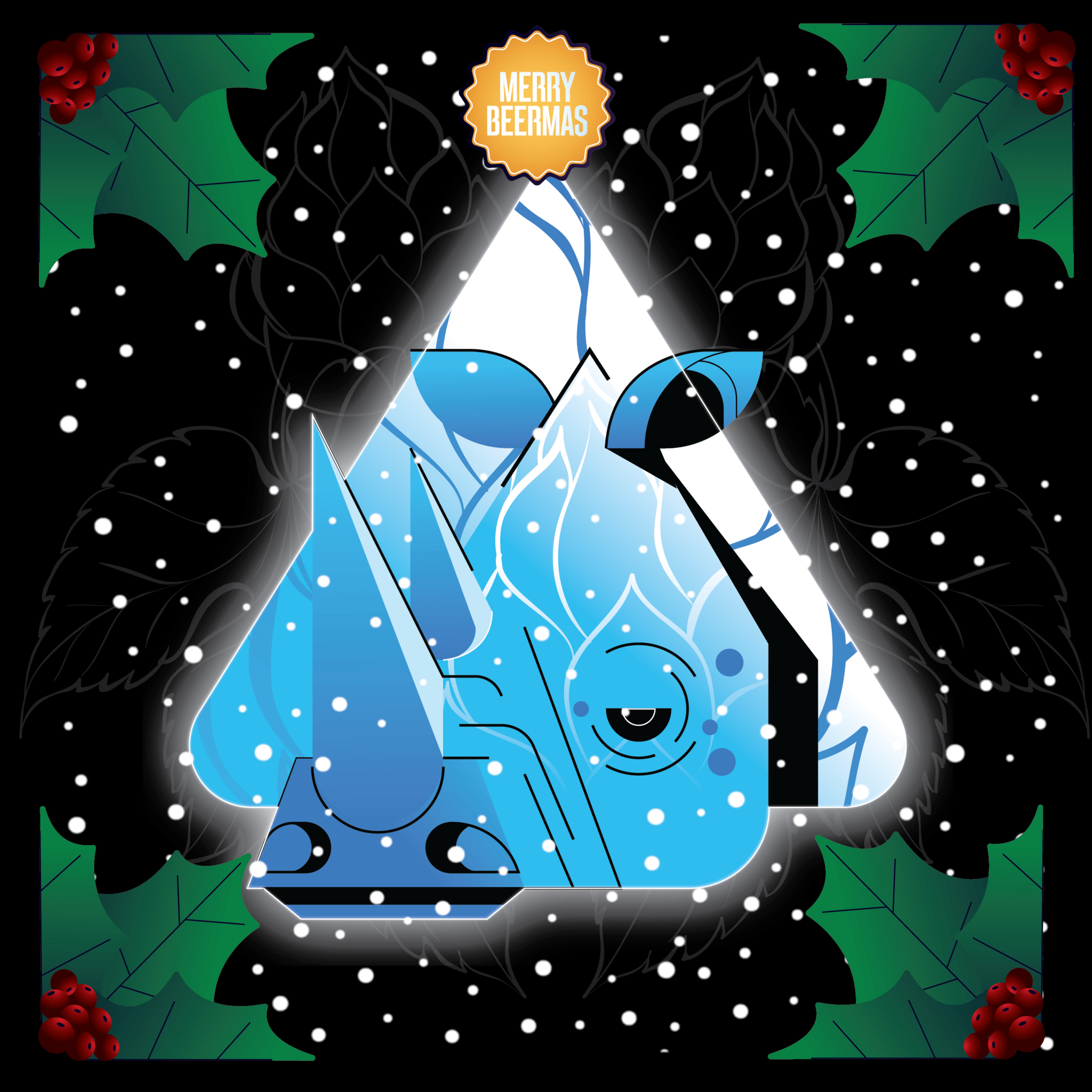 Neushoorn illustratie Merry Beermas