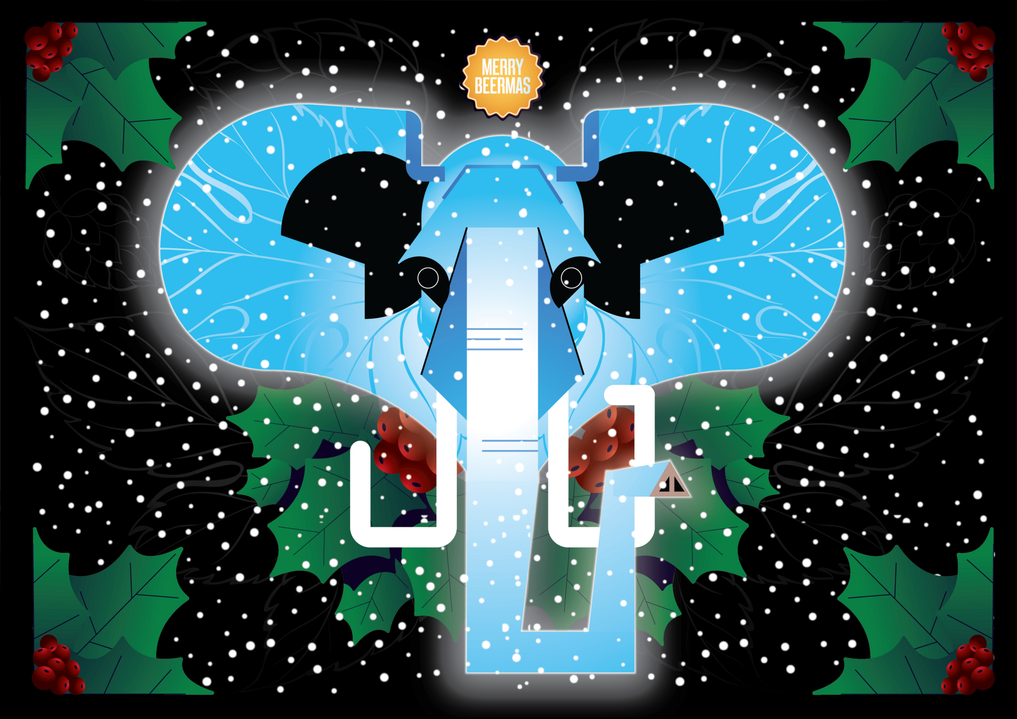Olifant illustratie Merry Beermas