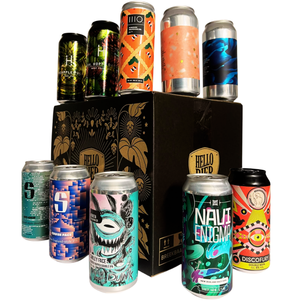 Hellobier Bierpakket IPA Internationaal met 10 verschillende IPA's + koeltas Hellobier