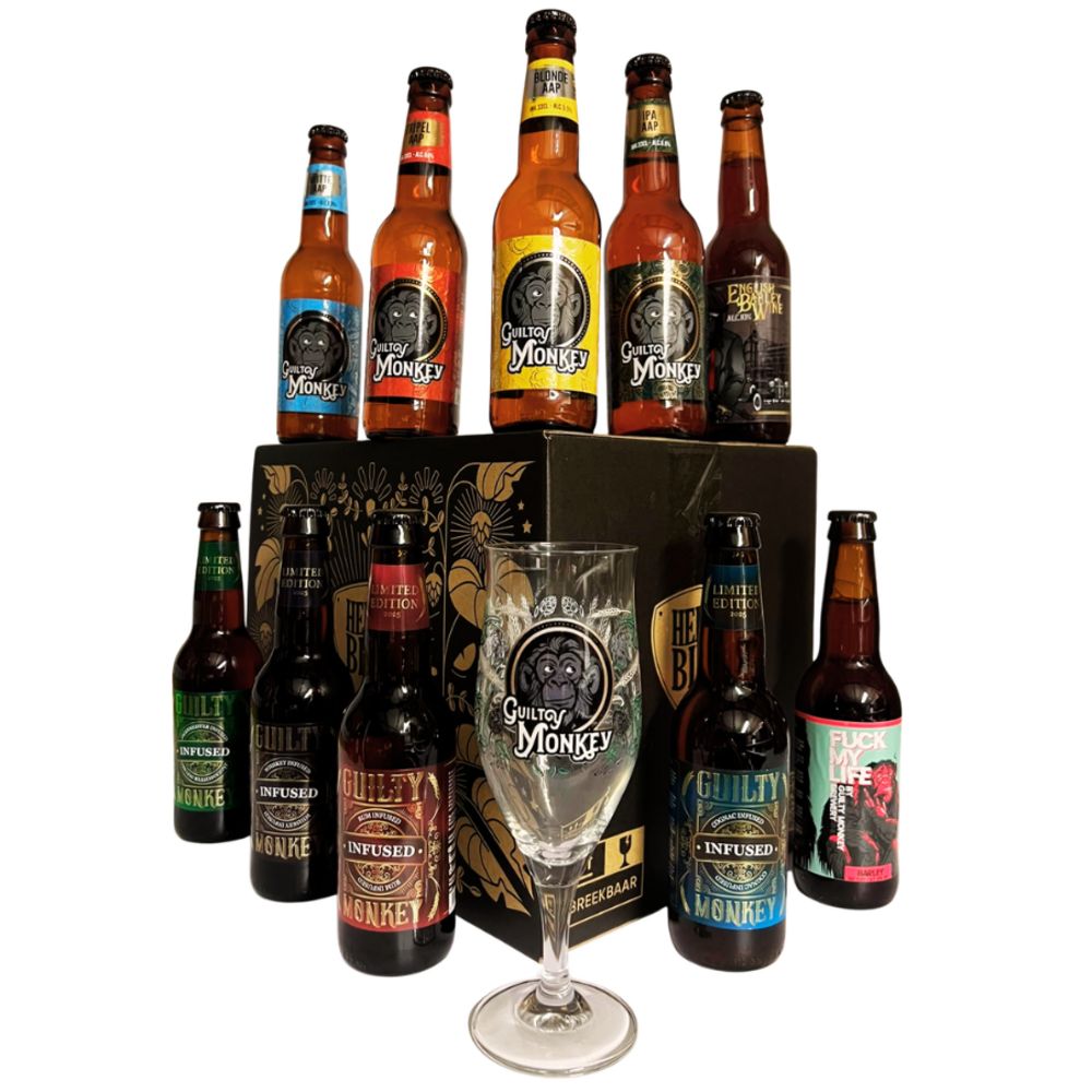 Guilty Monkey Guilty Monkey bierpakket 10 bier + Guilty Monkey Glas Guilty Monkey Guilty Monkey bierpakket 10 bier + Guilty Monkey Glas