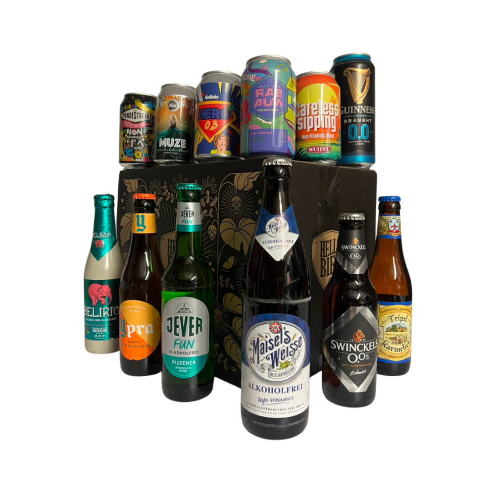 Hellobier Alcoholvrij en alcoholarm bierpakket 12 verschillende bieren Hellobier Alcoholvrij en alcoholarm bierpakket 12 verschillende bieren