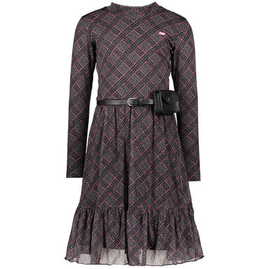 Jurk check/leopard Sana (charcoal)