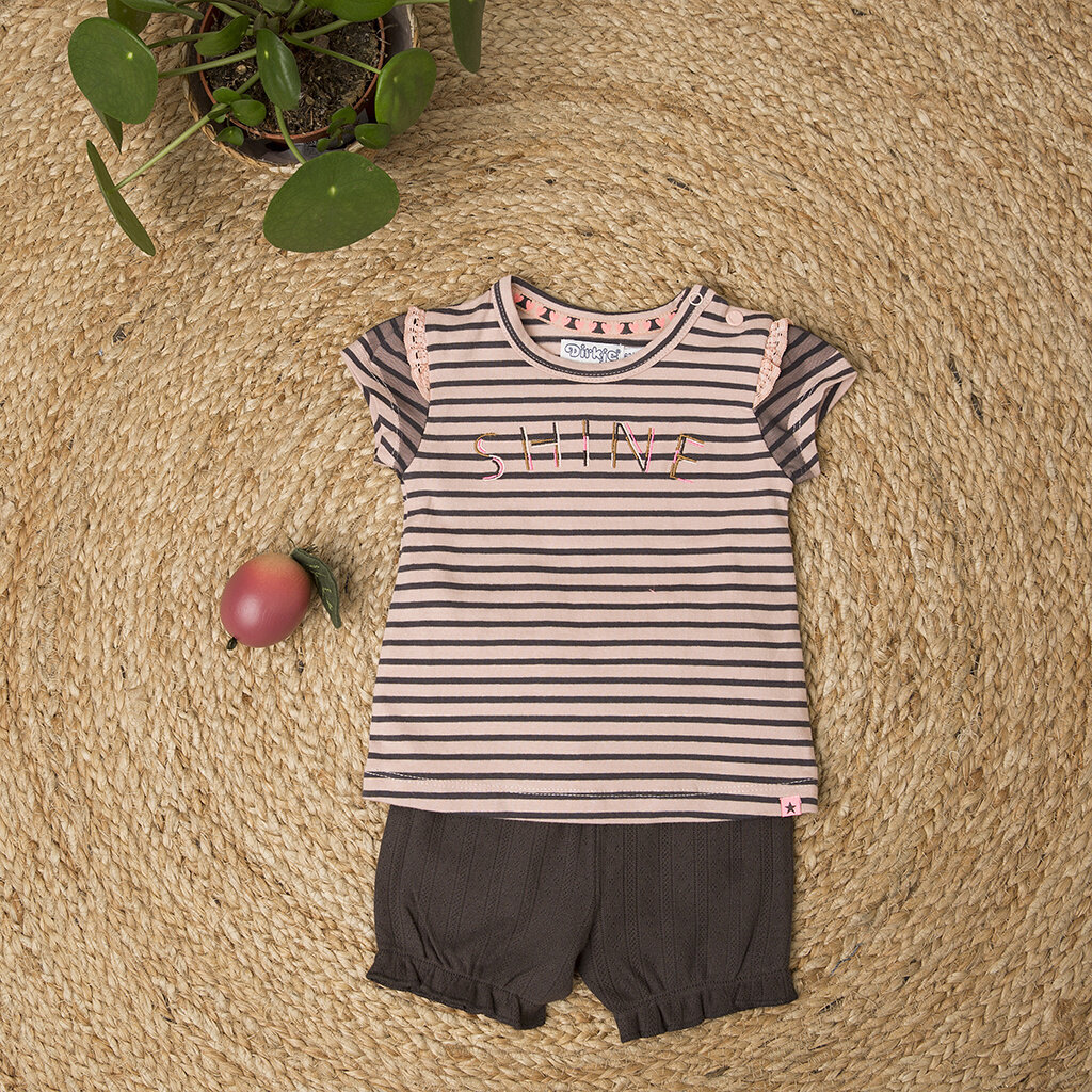 Tweedelig setje Shine (smokey pink/grey stripe)