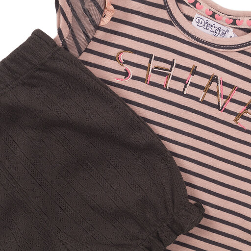 Tweedelig setje Shine (smokey pink/grey stripe)