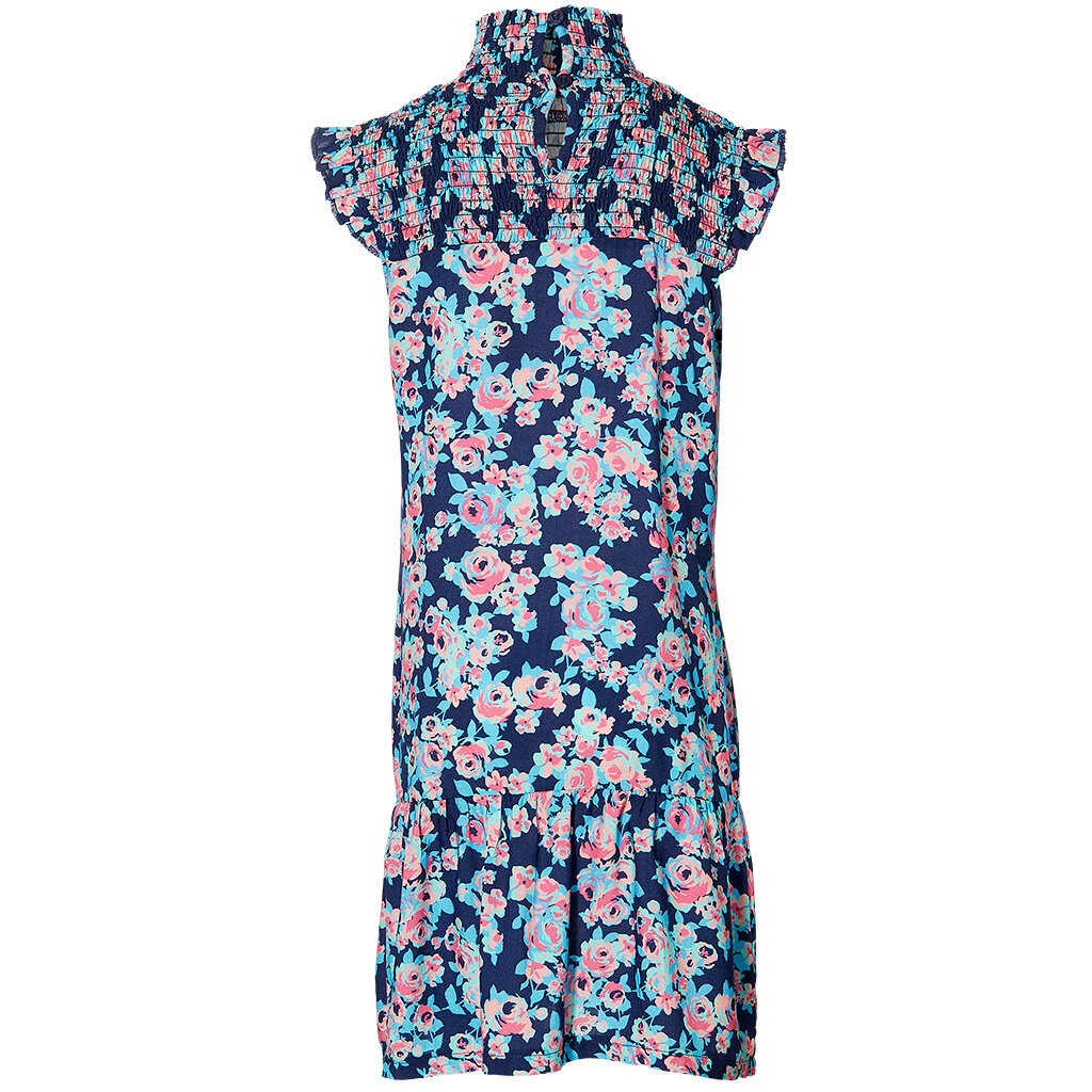 Jurk Fabiene (dark blue flower)