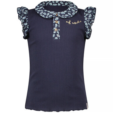 Shirt Kami rib met kraagje en kapmouwtje (navy blazer)