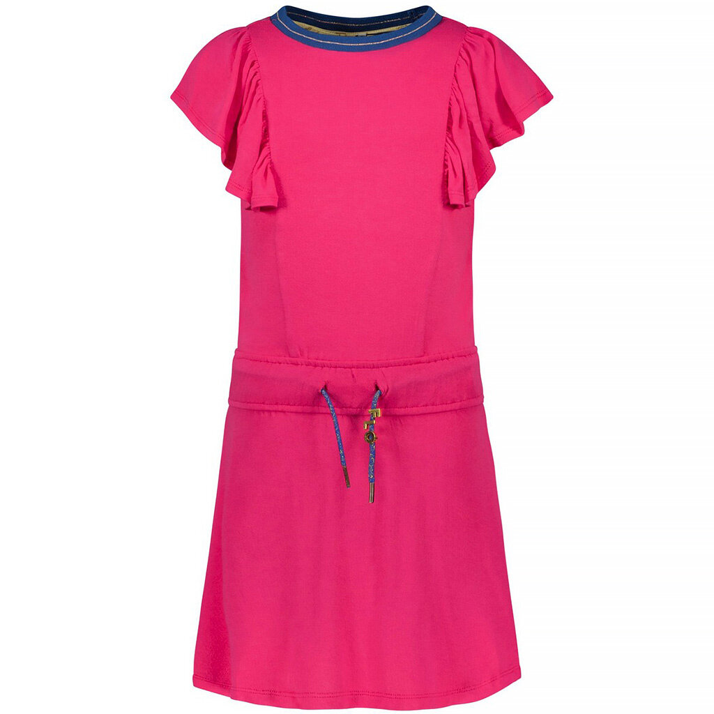 Jurk crepe ruffle (fuchsia)