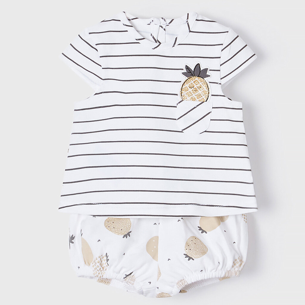 Set van twee shirtjes, bloomer en rokje (black)