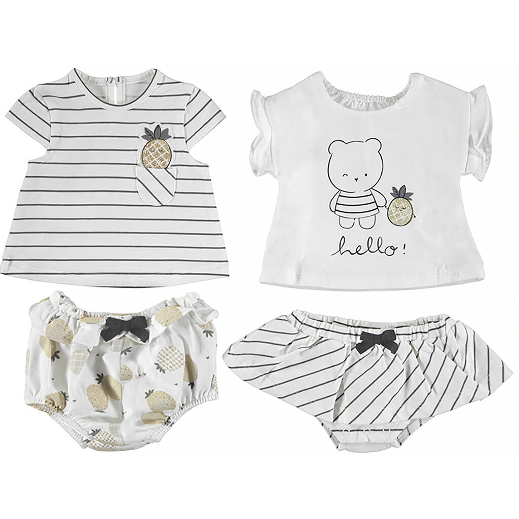 Set van twee shirtjes, bloomer en rokje (black)