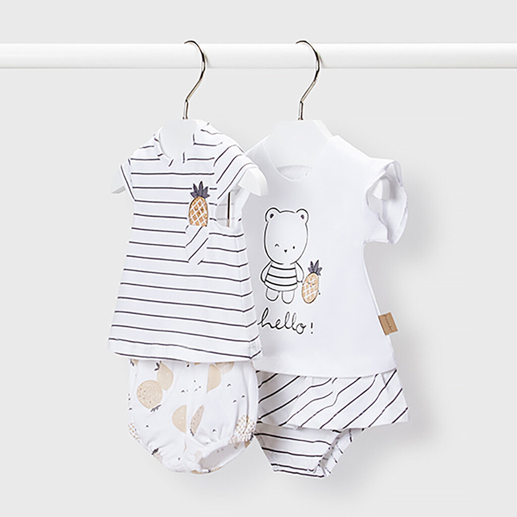 Set van twee shirtjes, bloomer en rokje (black)