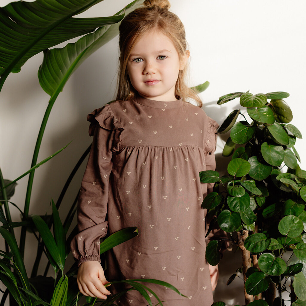 Jurk Gaby (brown dust flower)